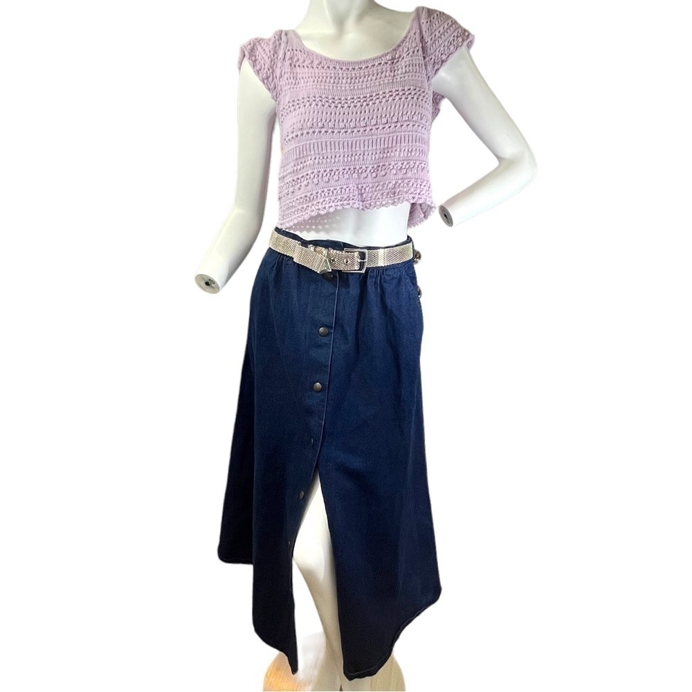 Sincerely Jules Crochet Ruffle Sleeve Crop Top Lavender Medium